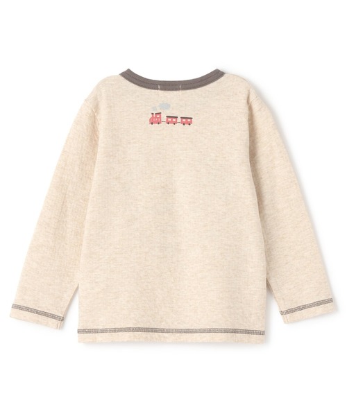 KP BOY(ケーピーボーイ)の「電車刺シュウ 接結長袖Tシャツ(Tシャツ/カットソー・キッズ・グレー系その他/ベージュ・80cm/90cm/110cm/100cm/120cm/130cm)」の4枚目の写真
