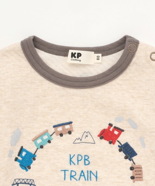 KP BOY(ケーピーボーイ)の「電車刺シュウ 接結長袖Tシャツ(Tシャツ/カットソー・キッズ・グレー系その他/ベージュ・80cm/90cm/110cm/100cm/120cm/130cm)」の5枚目の写真