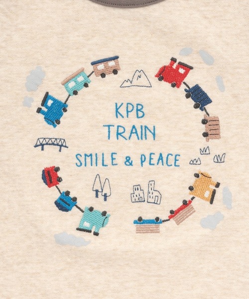 KP BOY(ケーピーボーイ)の「電車刺シュウ 接結長袖Tシャツ(Tシャツ/カットソー・キッズ・グレー系その他/ベージュ・80cm/90cm/110cm/100cm/120cm/130cm)」の6枚目の写真
