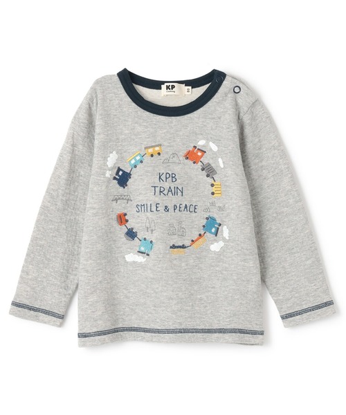 KP BOY(ケーピーボーイ)の「電車刺シュウ 接結長袖Tシャツ(Tシャツ/カットソー・キッズ・グレー系その他/ベージュ・80cm/90cm/110cm/100cm/120cm/130cm)」の3枚目の写真