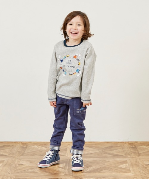 KP BOY(ケーピーボーイ)の「電車刺シュウ 接結長袖Tシャツ(Tシャツ/カットソー・キッズ・グレー系その他/ベージュ・80cm/90cm/110cm/100cm/120cm/130cm)」の13枚目の写真
