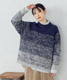 変形 鹿の子 グラデーション ニット