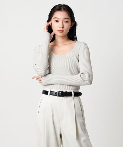 MARW UNITED ARROWS（マルゥ ユナイテッドアローズ）の「＜MARW UNITED ARROWS＞ラウンドネック ニット（ニット/セーター・レディース・ブラック/オフホワイト/ライトグレー/オレンジ・FREE）」の4枚目の写真