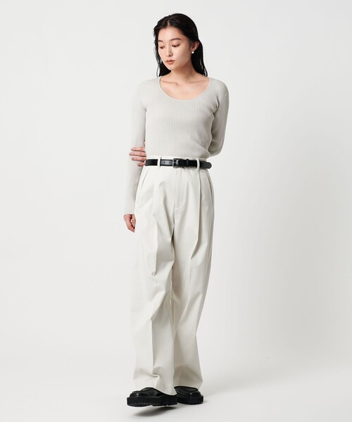 MARW UNITED ARROWS（マルゥ ユナイテッドアローズ）の「＜MARW UNITED ARROWS＞ラウンドネック ニット（ニット/セーター・レディース・ブラック/オフホワイト/ライトグレー/オレンジ・FREE）」の6枚目の写真