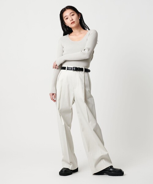 MARW UNITED ARROWS（マルゥ ユナイテッドアローズ）の「＜MARW UNITED ARROWS＞ラウンドネック ニット（ニット/セーター・レディース・ブラック/オフホワイト/ライトグレー/オレンジ・FREE）」の7枚目の写真