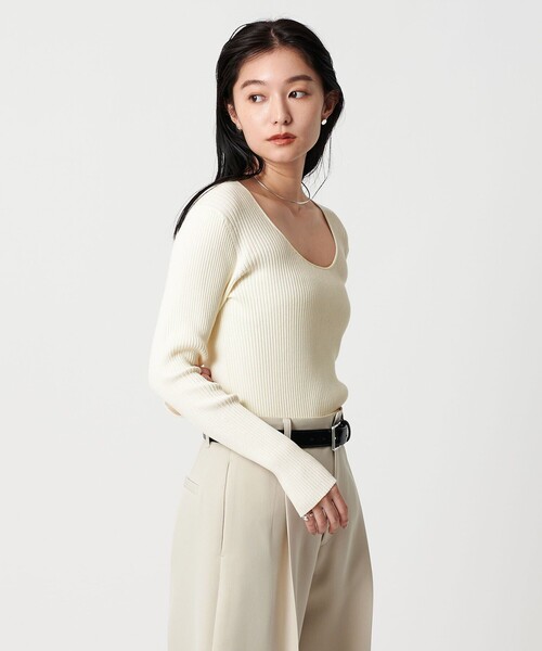 MARW UNITED ARROWS（マルゥ ユナイテッドアローズ）の「＜MARW UNITED ARROWS＞ラウンドネック ニット（ニット/セーター・レディース・ブラック/オフホワイト/ライトグレー/オレンジ・FREE）」の8枚目の写真