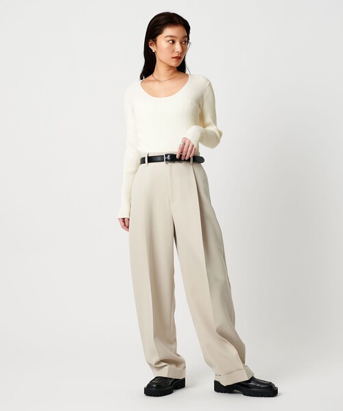 MARW UNITED ARROWS（マルゥ ユナイテッドアローズ）の「＜MARW UNITED ARROWS＞ラウンドネック ニット（ニット/セーター・レディース・ブラック/オフホワイト/ライトグレー/オレンジ・FREE）」の9枚目の写真