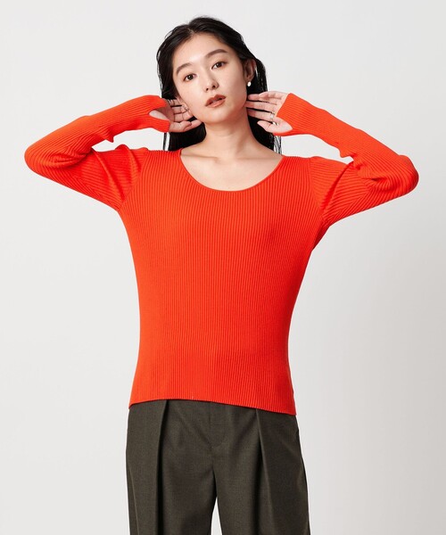 MARW UNITED ARROWS（マルゥ ユナイテッドアローズ）の「＜MARW UNITED ARROWS＞ラウンドネック ニット（ニット/セーター・レディース・ブラック/オフホワイト/ライトグレー/オレンジ・FREE）」の12枚目の写真