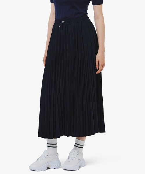 LACOSTE(ラコステ)の「変形プリーツAラインスカート(スカート・レディース・ネイビー/オフホワイト・38/34/40/36)」の1枚目の写真