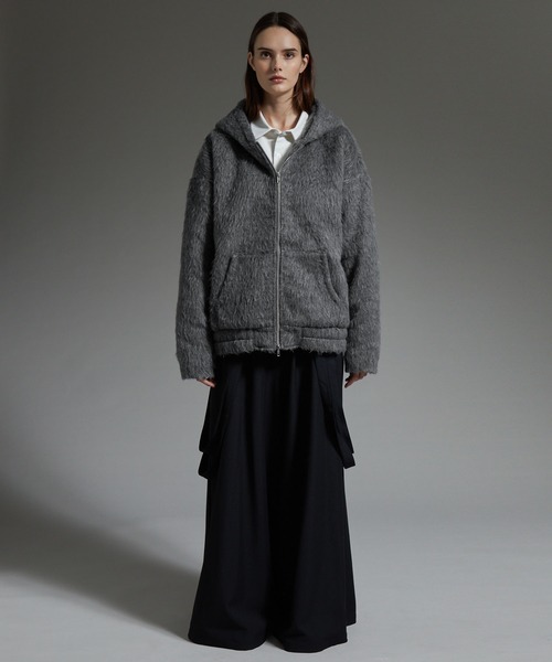 cussil（クシル）の「【cussil/クシル】ダブルジップパーカーシャギーショート丈ブルゾンジャケット（パーカー・メンズ・グレー/ブラック・S/L/M）」の3枚目の写真