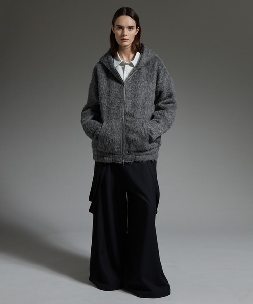 cussil（クシル）の「【cussil/クシル】ダブルジップパーカーシャギーショート丈ブルゾンジャケット（パーカー・メンズ・グレー/ブラック・S/L/M）」の4枚目の写真