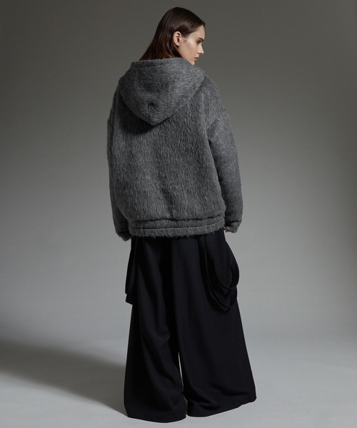 cussil（クシル）の「【cussil/クシル】ダブルジップパーカーシャギーショート丈ブルゾンジャケット（パーカー・メンズ・グレー/ブラック・S/L/M）」の5枚目の写真