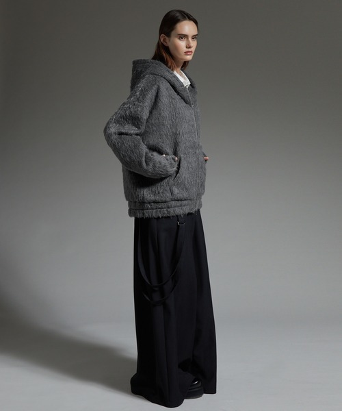 cussil（クシル）の「【cussil/クシル】ダブルジップパーカーシャギーショート丈ブルゾンジャケット（パーカー・メンズ・グレー/ブラック・S/L/M）」の6枚目の写真