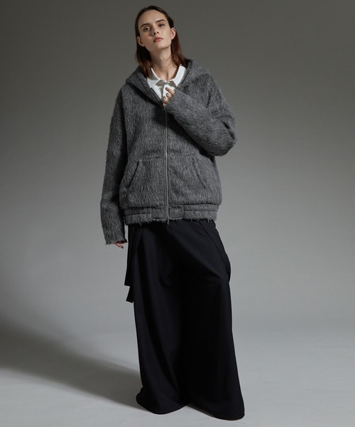 cussil（クシル）の「【cussil/クシル】ダブルジップパーカーシャギーショート丈ブルゾンジャケット（パーカー・メンズ・グレー/ブラック・S/L/M）」の7枚目の写真