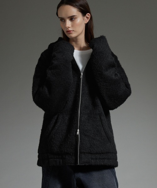 cussil（クシル）の「【cussil/クシル】ダブルジップパーカーシャギーショート丈ブルゾンジャケット（パーカー・メンズ・グレー/ブラック・S/L/M）」の12枚目の写真