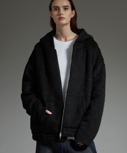 cussil（クシル）の「【cussil/クシル】ダブルジップパーカーシャギーショート丈ブルゾンジャケット（パーカー・メンズ・グレー/ブラック・S/L/M）」の14枚目の写真