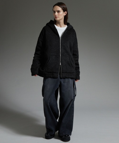 cussil（クシル）の「【cussil/クシル】ダブルジップパーカーシャギーショート丈ブルゾンジャケット（パーカー・メンズ・グレー/ブラック・S/L/M）」の19枚目の写真