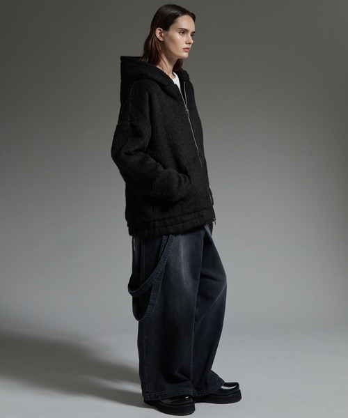 cussil（クシル）の「【cussil/クシル】ダブルジップパーカーシャギーショート丈ブルゾンジャケット（パーカー・メンズ・グレー/ブラック・S/L/M）」の14枚目の写真