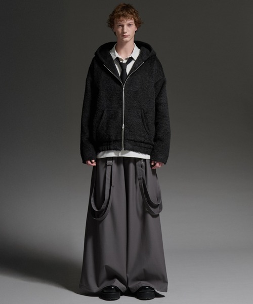 cussil/クシル】ダブルジップパーカーシャギーショート丈ブルゾン