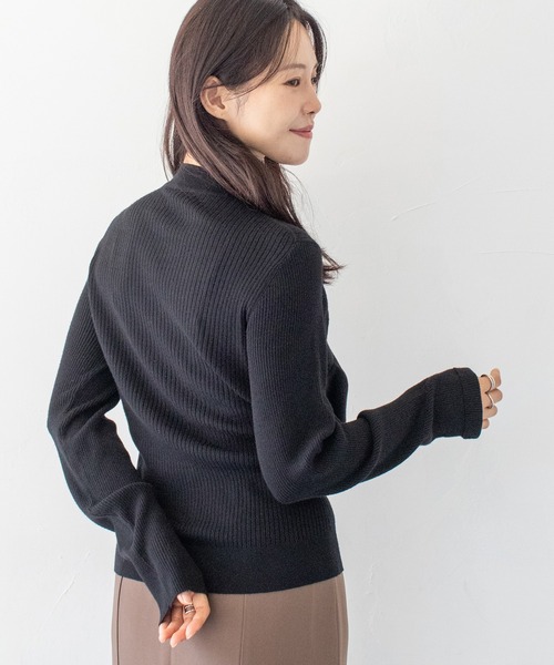 HER CLOSET(ハークローゼット)の「【HER CLOSET】フリルアシンメトリーハイゲージニットトップス FRILL ASYMMETRIC HIGH GAUGE KNIT TOP(ニット/セーター・レディース・ネイビー/オフホワイト/ブラック/スモークピンク・MEDIUM)」の8枚目の写真