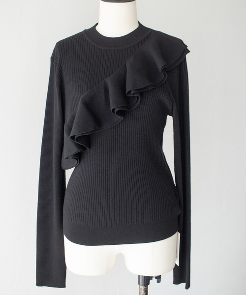 HER CLOSET(ハークローゼット)の「【HER CLOSET】フリルアシンメトリーハイゲージニットトップス FRILL ASYMMETRIC HIGH GAUGE KNIT TOP(ニット/セーター・レディース・ネイビー/オフホワイト/ブラック/スモークピンク・MEDIUM)」の20枚目の写真