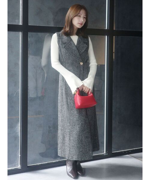 LAGUNAMOON ツイードメタルボタンテーラードジャンパースカート M LAGUNAMOON（ラグナムーン） ワンピース ツイードメタルボタン