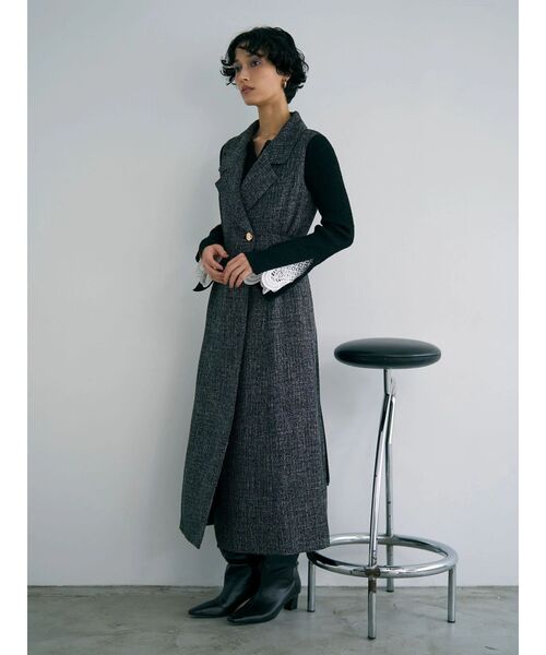 LAGUNAMOON（ラグナムーン）の「ツイードメタルボタンテーラードジャンパースカート（ワンピース・レディース・ライトグレー/ブラック・MEDIUM/SMALL）」の6枚目の写真