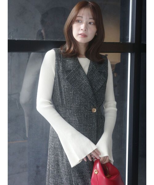 ツイードメタルボタンテーラードジャンパースカート（ワンピース