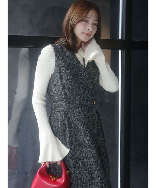 ツイードメタルボタンテーラードジャンパースカート（ワンピース