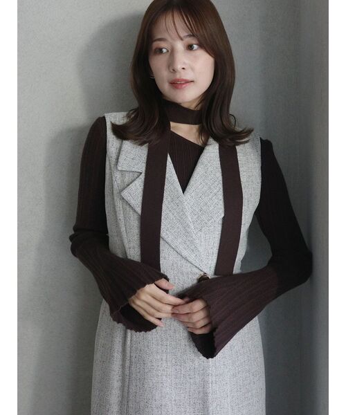 LAGUNAMOON（ラグナムーン）の「ツイードメタルボタンテーラードジャンパースカート（ワンピース・レディース・ライトグレー/ブラック・MEDIUM/SMALL）」の9枚目の写真