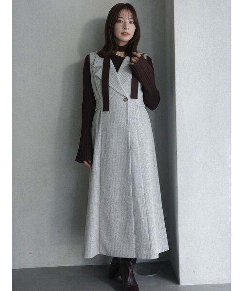 ツイードメタルボタンテーラードジャンパースカート（ワンピース