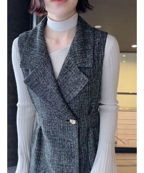 LAGUNAMOON（ラグナムーン）の「ツイードメタルボタンテーラードジャンパースカート（ワンピース・レディース・ライトグレー/ブラック・MEDIUM/SMALL）」の12枚目の写真