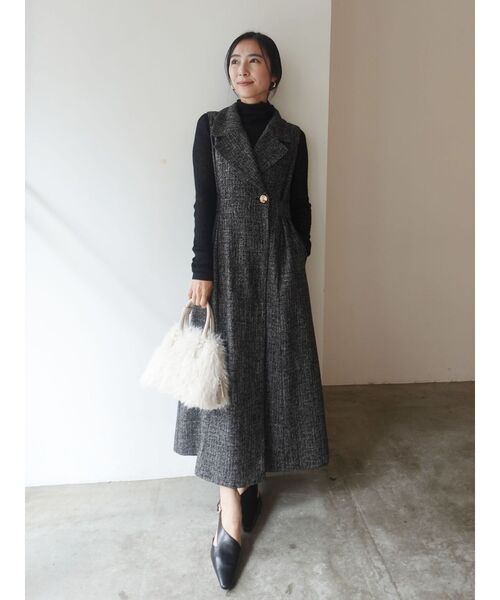 ツイードメタルボタンテーラードジャンパースカート（ワンピース