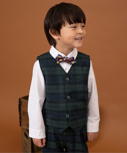 BREEZE(ブリーズ)の「【リンク】フォーマルベスト_セットアップ可能(スーツベスト・キッズ・グレー/グリーン・90/100/110/120/130)」の1枚目の写真