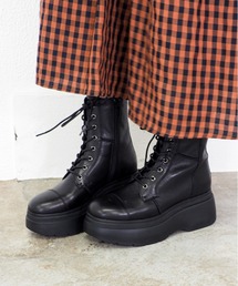 あしながおじさん（アシナガオジサン）の「防滑｜厚底パッチワークブーツ　2410205（ブーツ）」