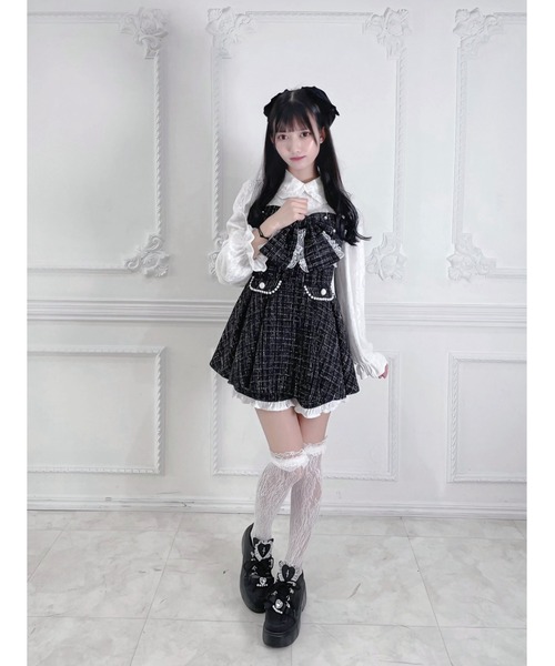 Ank Rouge(アンクルージュ)の「【とってもドーリーなお姫様に】おリボンキラキラツイードセットアップ(ワンピース・レディース・ピンク/ブラック・M)」の6枚目の写真