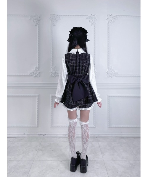 Ank Rouge(アンクルージュ)の「【とってもドーリーなお姫様に】おリボンキラキラツイードセットアップ(ワンピース・レディース・ピンク/ブラック・M)」の9枚目の写真