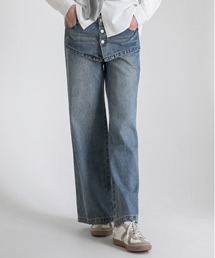 Max J（マックスジェイ）の「【Max J】ウエストデザインバギーデニムレイヤードパンツ（デニムパンツ）」