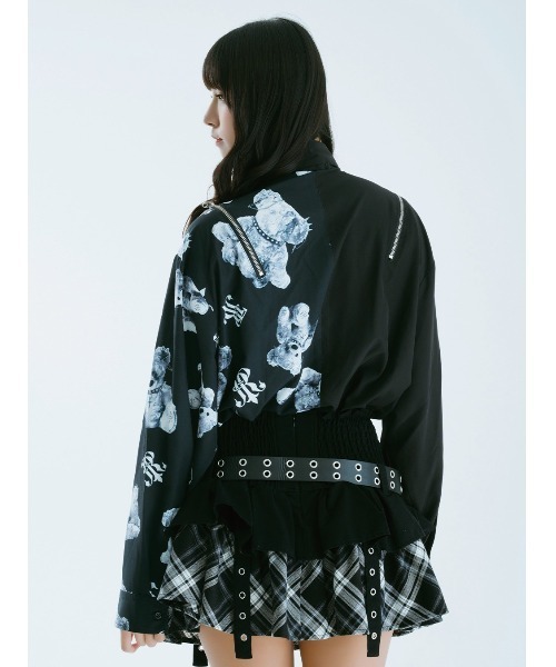TRAVAS TOKYO（トラバス トウキョウ）の「『TRAVAS TOKYO/トラバス トーキョー』バイカラーくまプリントネクタイ付きシャツ（シャツ/ブラウス・レディース・ブラック×パープル/ブラック×ホワイト・FREE）」の3枚目の写真