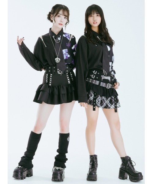 TRAVAS TOKYO（トラバス トウキョウ）の「『TRAVAS TOKYO/トラバス トーキョー』バイカラーくまプリントネクタイ付きシャツ（シャツ/ブラウス・レディース・ブラック×パープル/ブラック×ホワイト・FREE）」の13枚目の写真