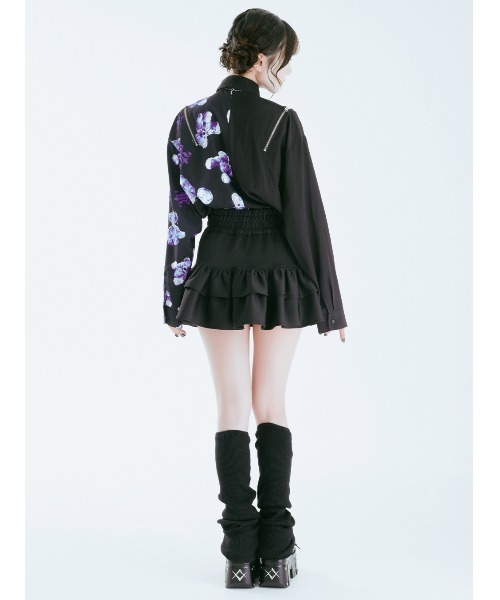 TRAVAS TOKYO（トラバス トウキョウ）の「『TRAVAS TOKYO/トラバス トーキョー』バイカラーくまプリントネクタイ付きシャツ（シャツ/ブラウス・レディース・ブラック×パープル/ブラック×ホワイト・FREE）」の11枚目の写真
