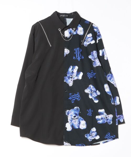 TRAVAS TOKYO（トラバス トウキョウ）の「『TRAVAS TOKYO/トラバス トーキョー』バイカラーくまプリントネクタイ付きシャツ（シャツ/ブラウス・レディース・ブラック×パープル/ブラック×ホワイト・FREE）」の22枚目の写真