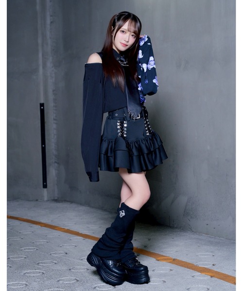 TRAVAS TOKYO（トラバス トウキョウ）の「『TRAVAS TOKYO/トラバス トーキョー』バイカラーくまプリントネクタイ付きシャツ（シャツ/ブラウス・レディース・ブラック×パープル/ブラック×ホワイト・FREE）」の18枚目の写真