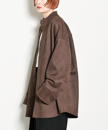 FAUX SUEDE BAND CALLOR シャツ