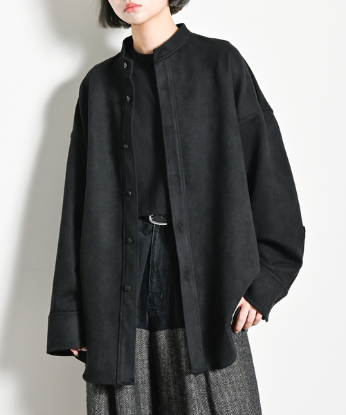 CITYSHOP（シティーショップ）の「FAUX SUEDE BAND CALLOR シャツ（シャツ/ブラウス・レディース・ブラック/ブラウン・FREE）」の2枚目の写真