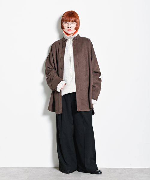 CITYSHOP（シティーショップ）の「FAUX SUEDE BAND CALLOR シャツ（シャツ/ブラウス・レディース・ブラック/ブラウン・FREE）」の7枚目の写真