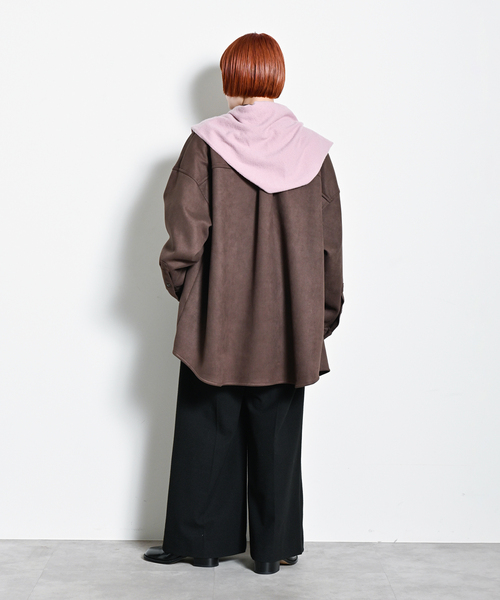 CITYSHOP（シティーショップ）の「FAUX SUEDE BAND CALLOR シャツ（シャツ/ブラウス・レディース・ブラック/ブラウン・FREE）」の9枚目の写真