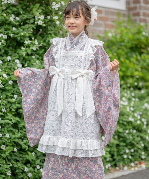 レースエプロン着物ワンピース ジュニア（着物）｜Catherine Cottage