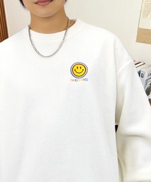 フリース トレーナー 刺繍 ワンポイント 長袖 裏起毛 ワイドシルエット