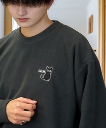 フリース トレーナー 刺繍 ワンポイント 長袖 裏起毛 ワイドシルエット